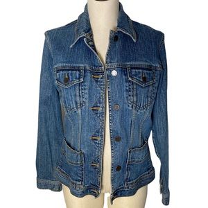Eddie Bauer Y2k denim jean trucker style jacket women’s medium